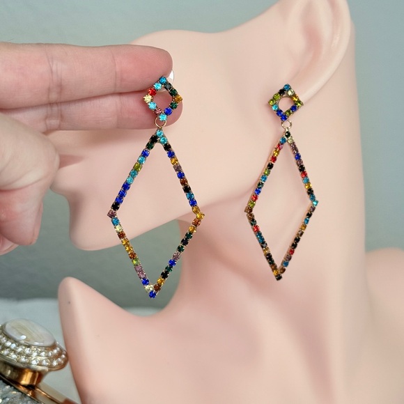 ⚜️ Multicolor Gemstone Drop Earrings - Picture 6 of 6
